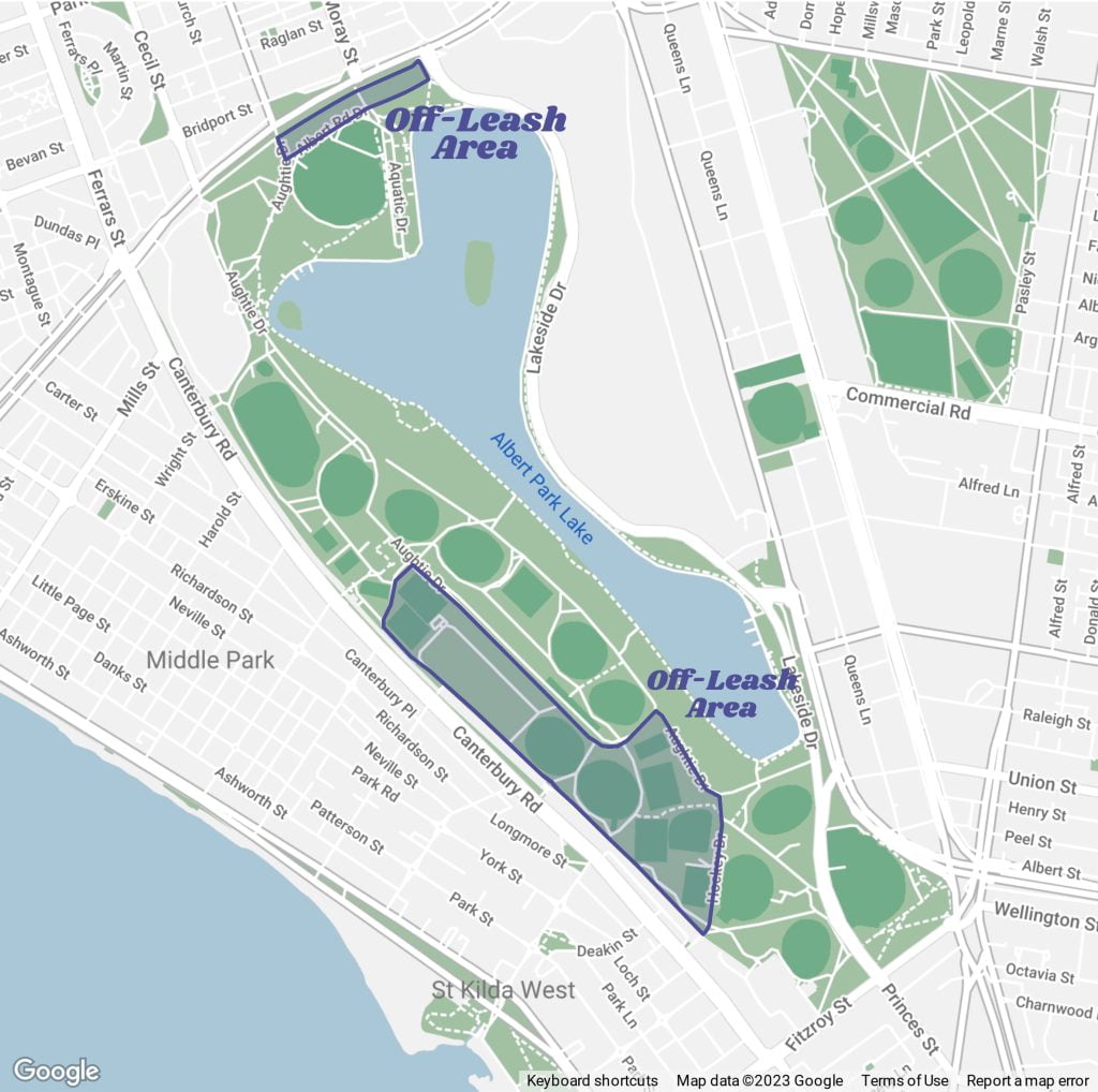 Albert Park Off Leash Areas Map