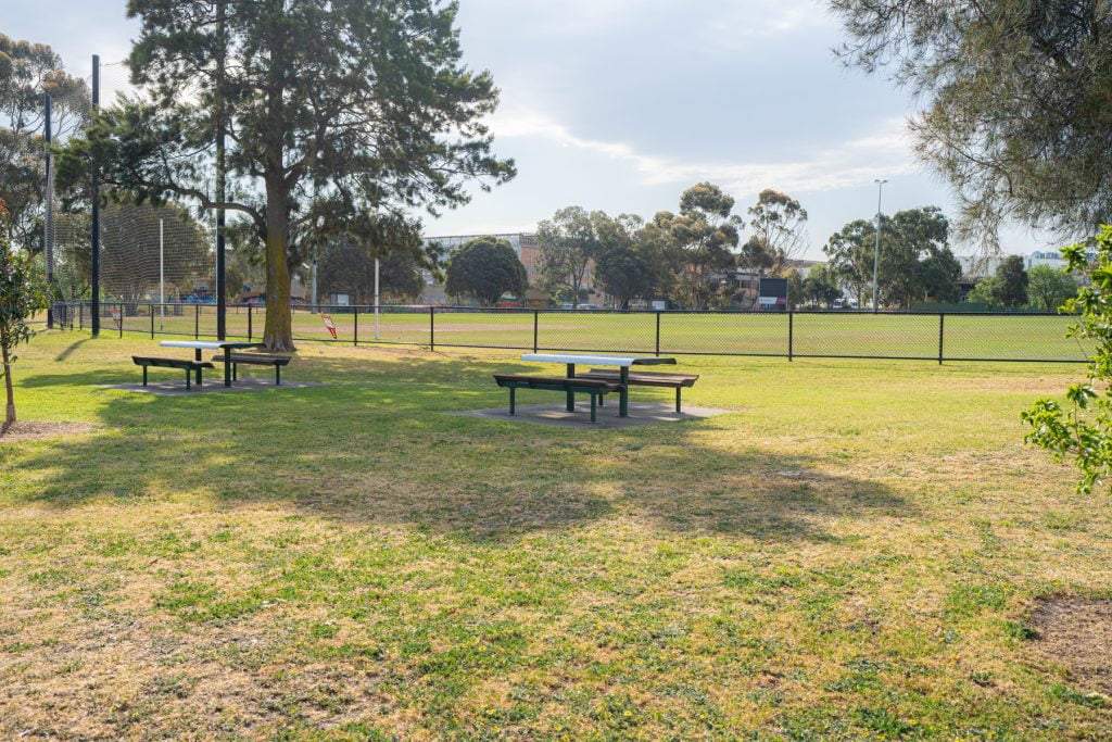 Hansen Reserve picnic seating in West Footscray