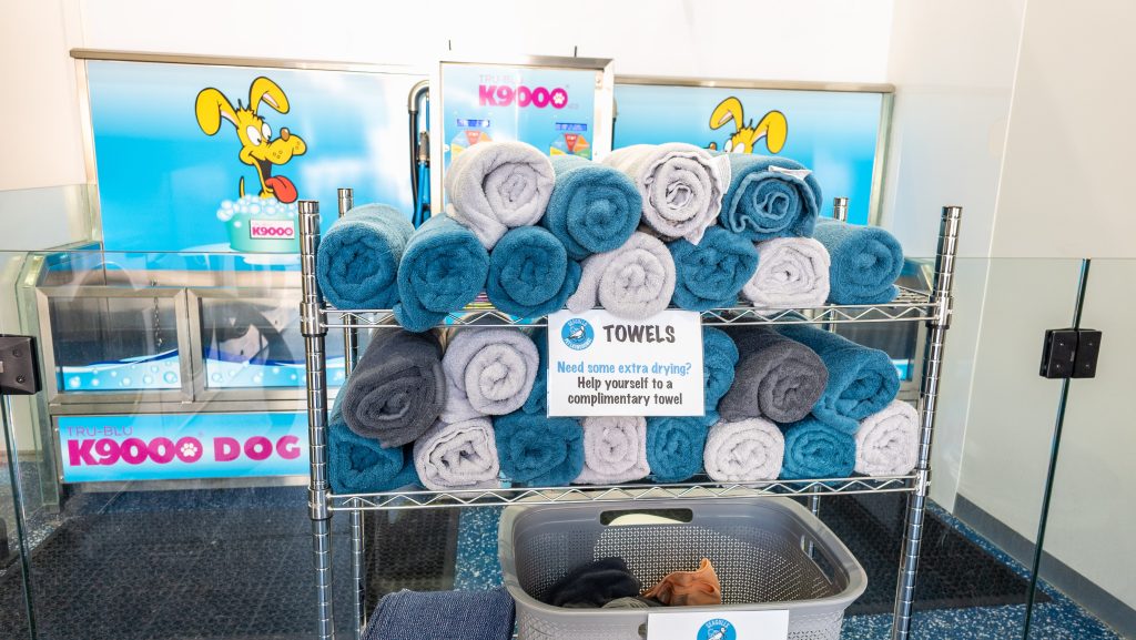 Complimentary dog towels at Seaguls Pet Laundromat in Altona North