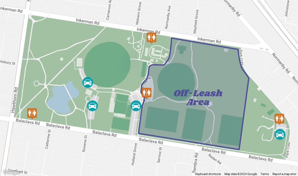 Caulfield Park off-leash area map