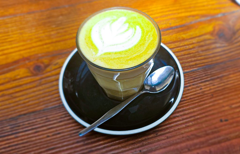 Turmeric Latte at The Guilty Moose dog-friendly cafe in Albert Park