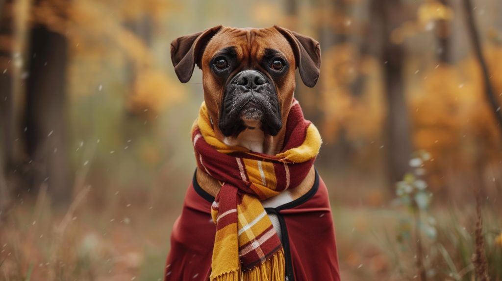 Boxer as Happy Potter character. Ron Weaspaw dog name.