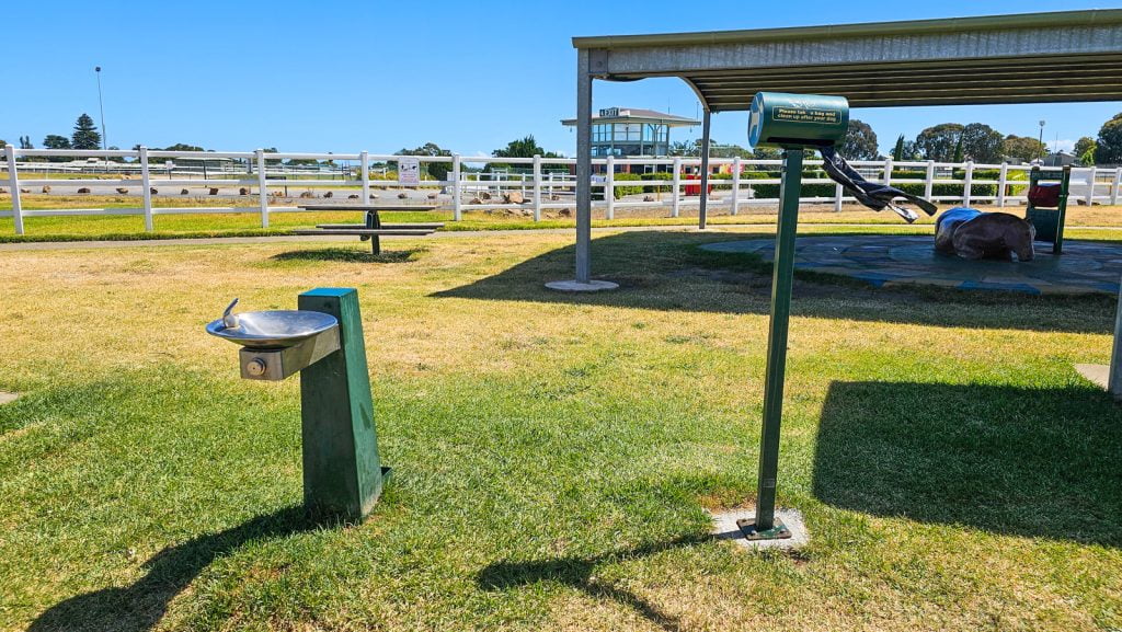 Dog Park Amenities such as Water Stations and Dog Bags at Racecourse Reserve