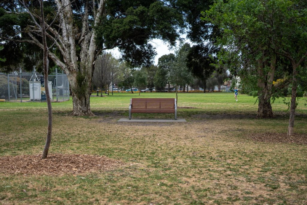 Barbara Beyer Reserve seating in Yarraville Gardens