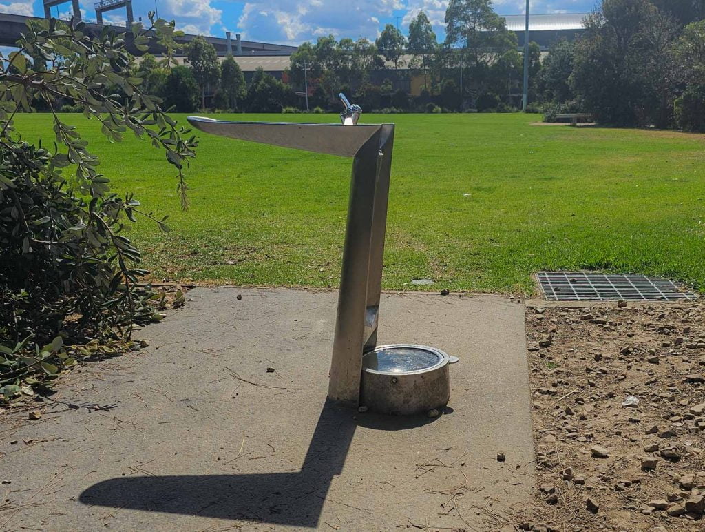 Dog water stations at Ron Barassi Snr in Melbourne Docklands.