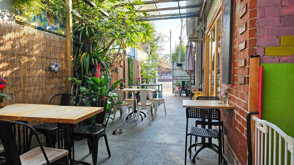 Covered outdoor courtyard at Blencowes Kitchen in Balaclava