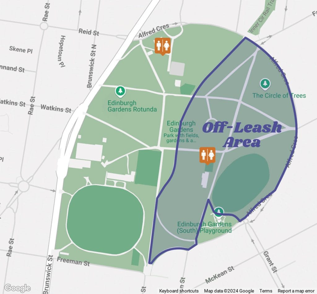 Edinburgh Gardens off-leash map